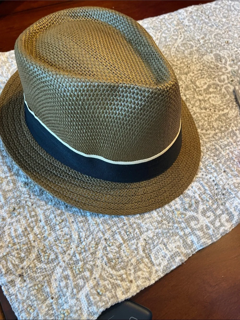 Milani Olive Straw Trilby with Black & Cream Band - Picture 3 of 8